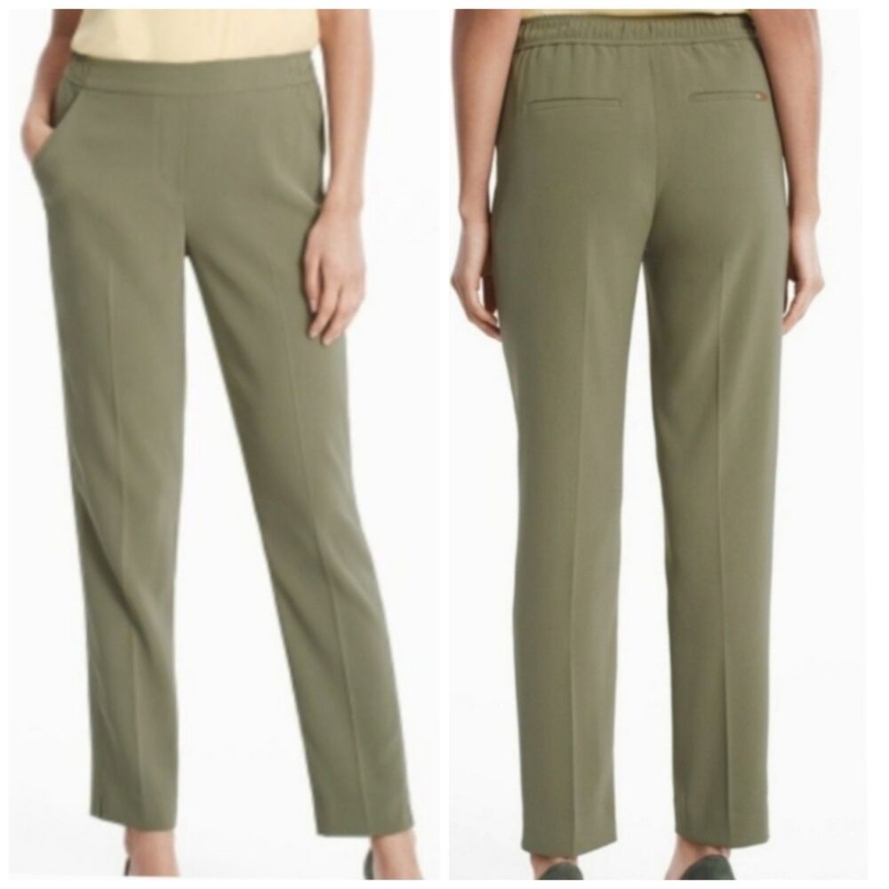 White House Black Market Slim Ankle Dress Pant Womens Sz 0 Olive Green WHBM Work